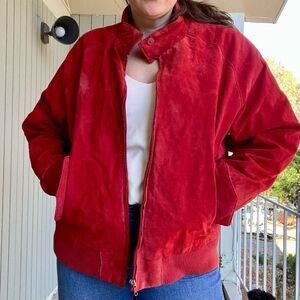 Vintage 80s Red Suede Baracuta Style Jacket from Rock Creek Unisex - SZ L